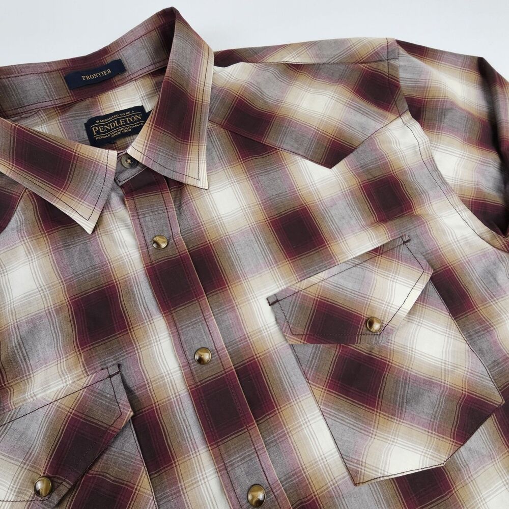 Pendleton Frontier Mens XL Western Pearl Snap Shirt Plaid Cowboy Ranchwear
